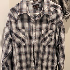 Men’s Plaid Button-Up Shirt - Blue/Gray